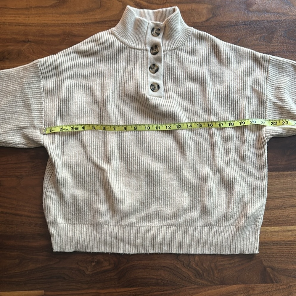 Mango Beige Ribbed Button-Up Sweater - Picture 6 of 6